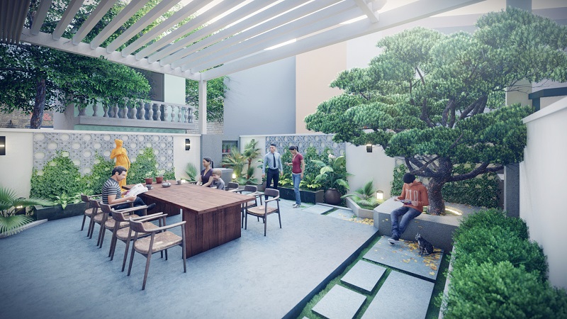 Thiết kế nhà phố có sân vườn