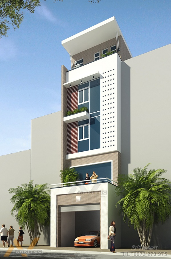 Thiết kế nhà phố nhỏ có gara